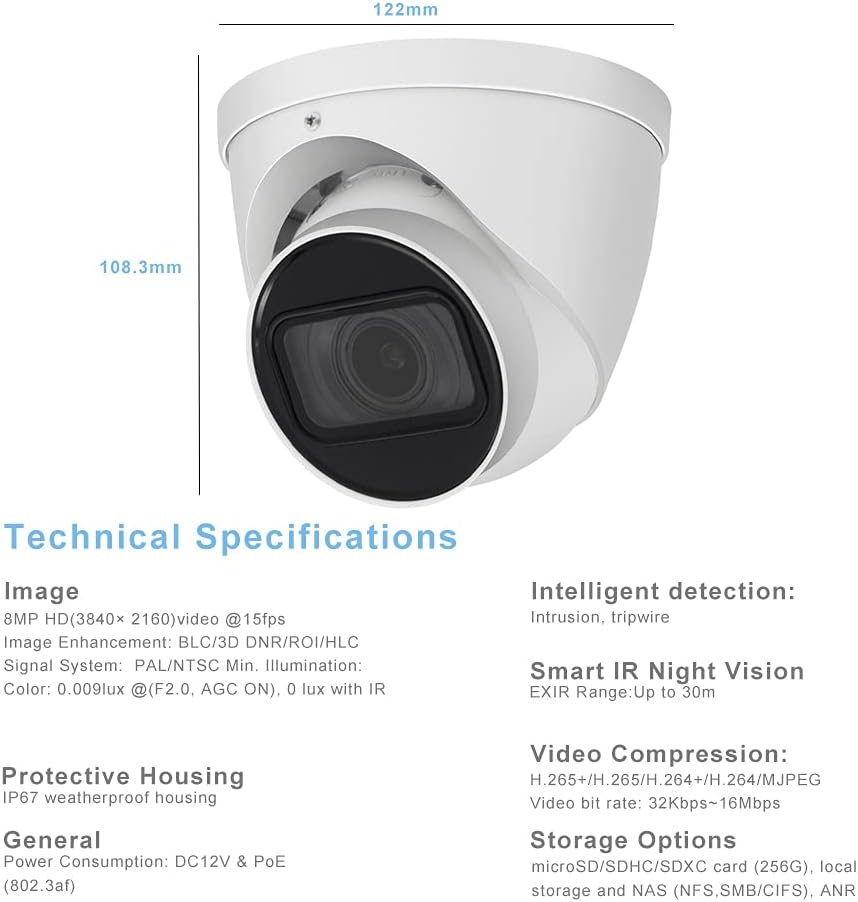 8MP Starlight POE IP Eyeball Camera, 5X Vari-Focal Zoom, 60m IR K51910