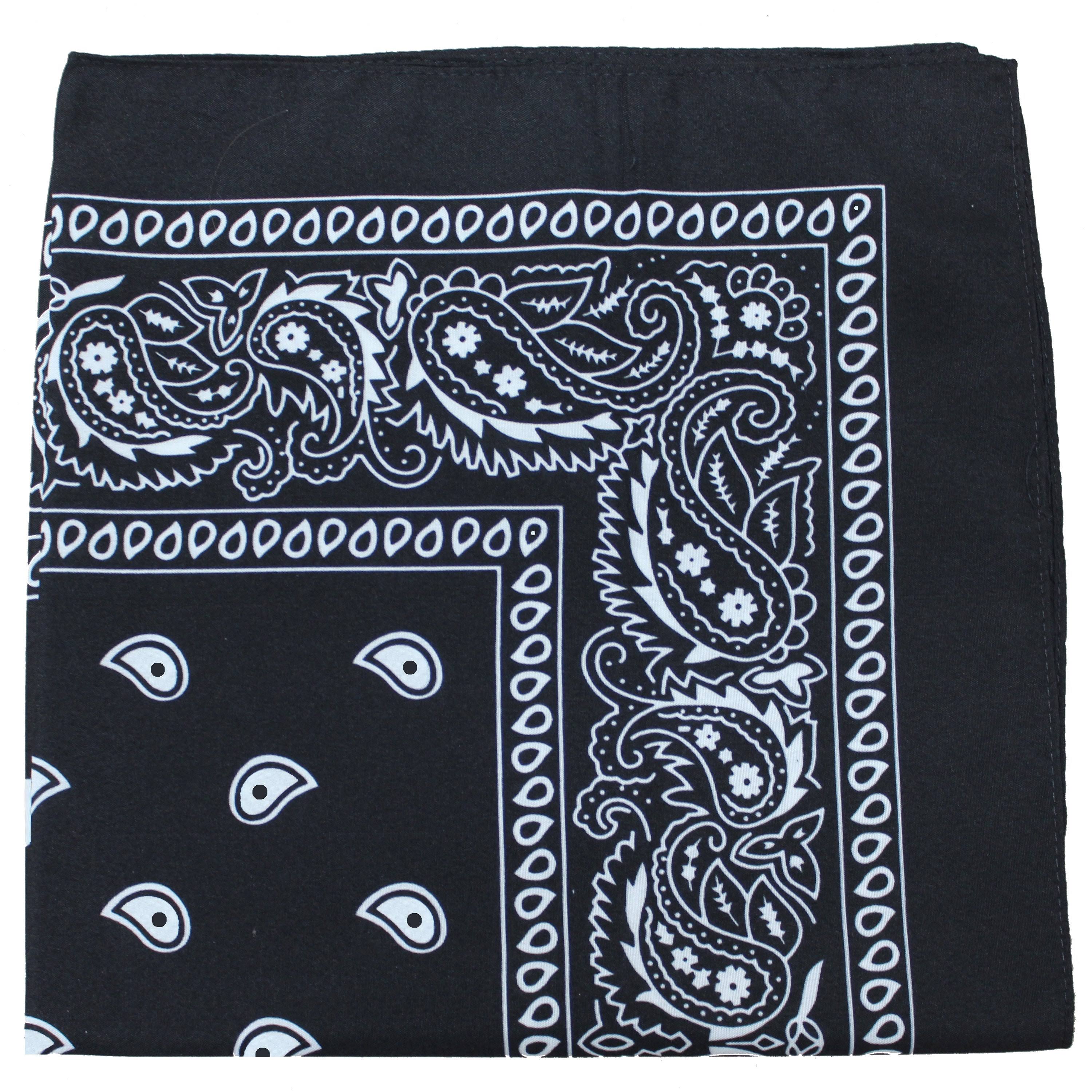 132 Pack Paisley 100% Polyester Bandanas (Black) Z77420