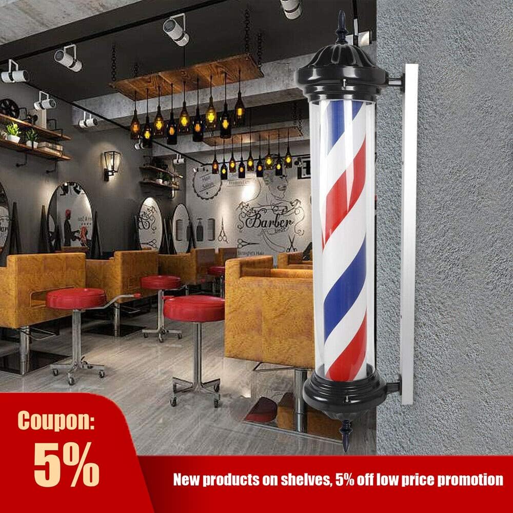 41inch Rotating Red White Blue LED Barber Pole Light J6728