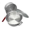 10.5 Qt. Aluminum Fryer Pot with Strainer Basket and Lid U9565