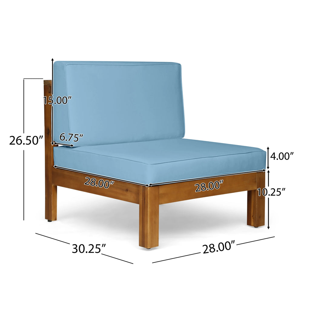 Blue and Brown Outdoor Patio Sectional Sofa with Club Chair Set N3828