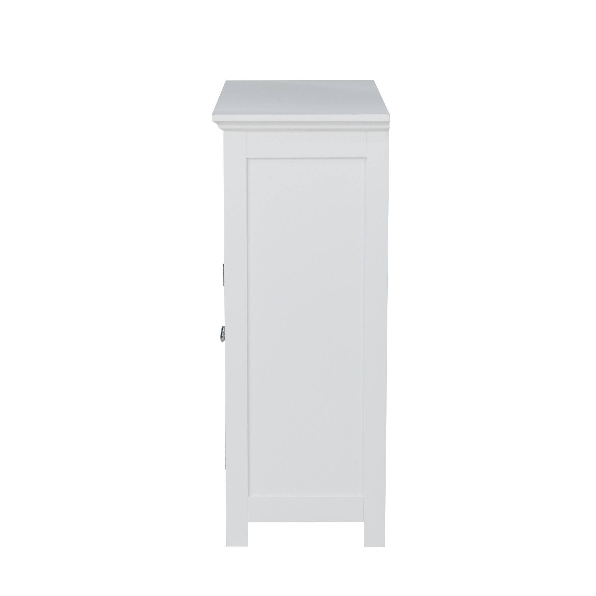 White Shelved Floor Cabinet with 2 Shutter-Door S1122