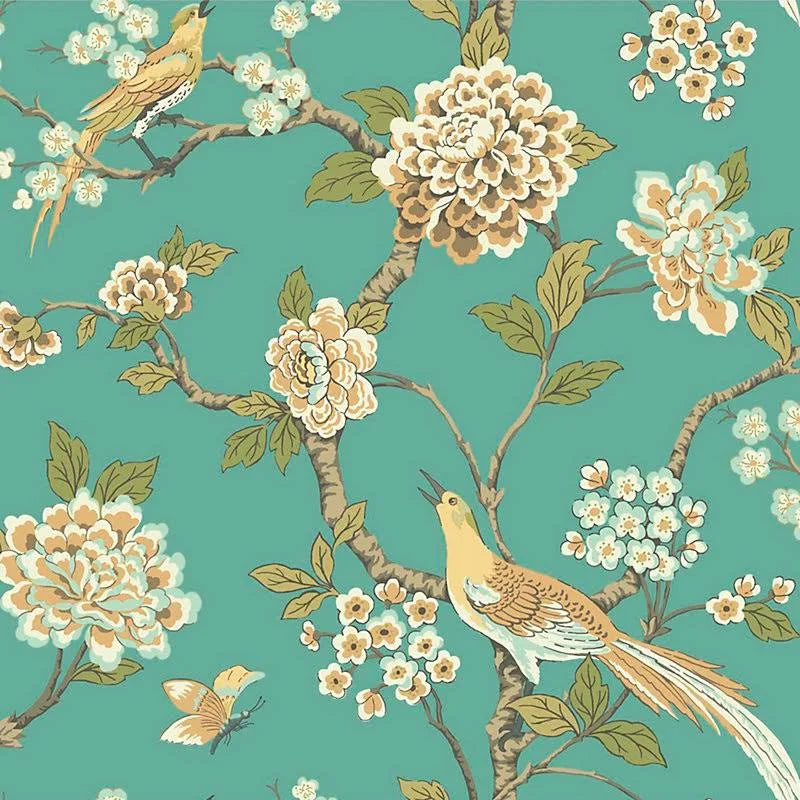 Chinoiserie Garden Wallpaper Gray/Red M2808