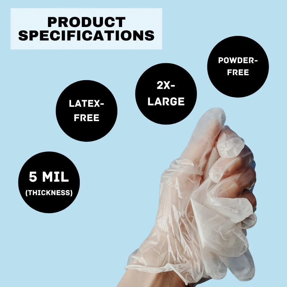 Powder-Free Vinyl Exam Gloves, 2X-Large, 5 Mil, 1000 Pcs X891328