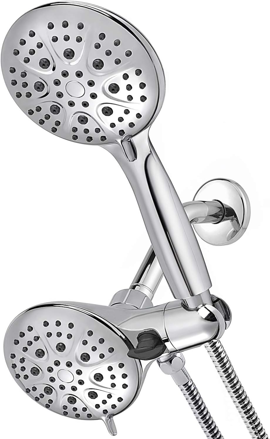 Chrome 2 in 1 Handheld and Rain Shower Head Combo with Stainless Steel Hose, Pack of 2 L101