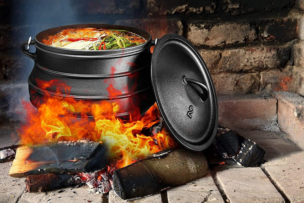 Cast Iron Pre-Seasoned Potjie Pot With Lid, 8 Quarts P70162