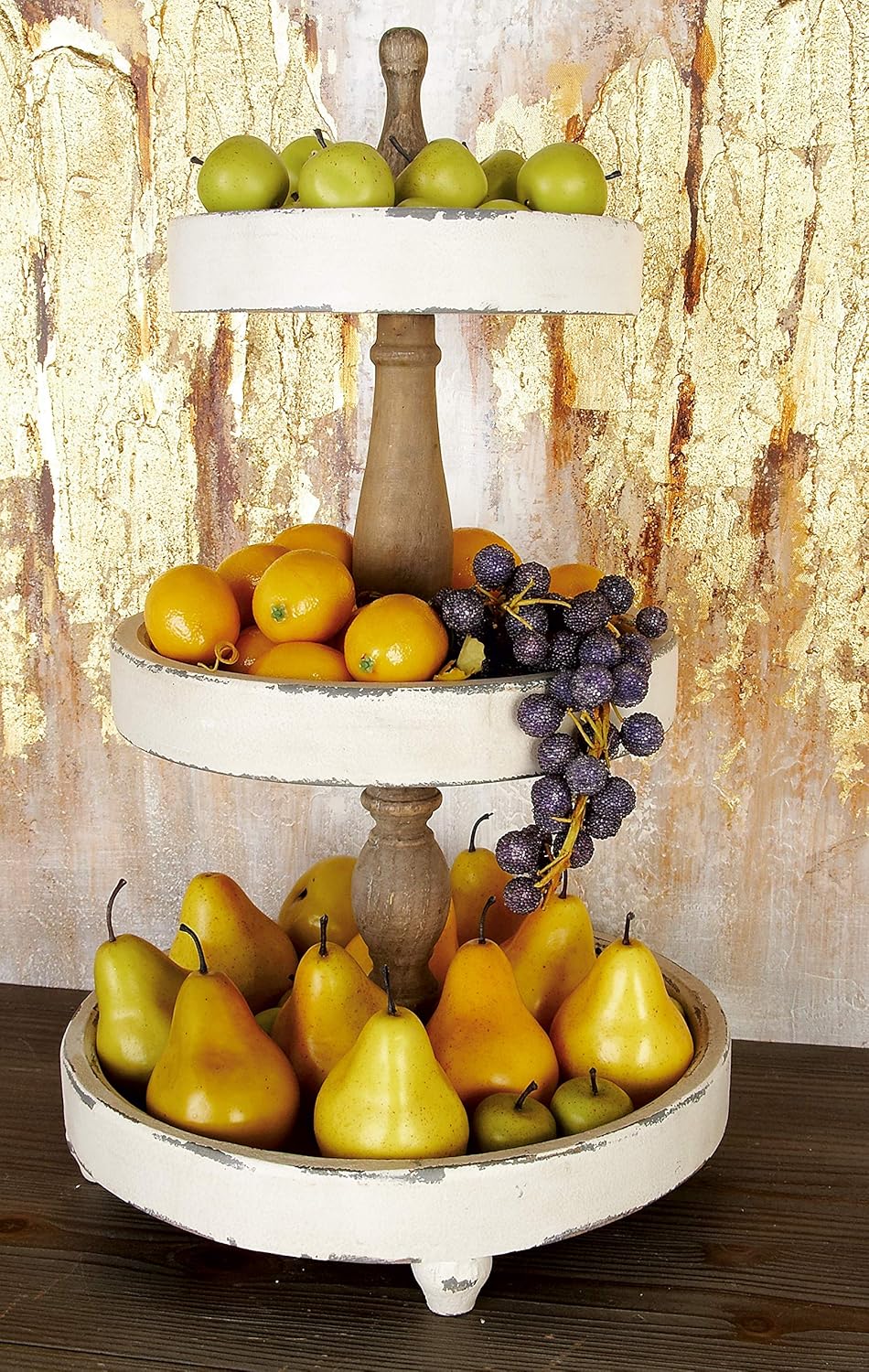 White Wood Tiered Serving Stand Y952036