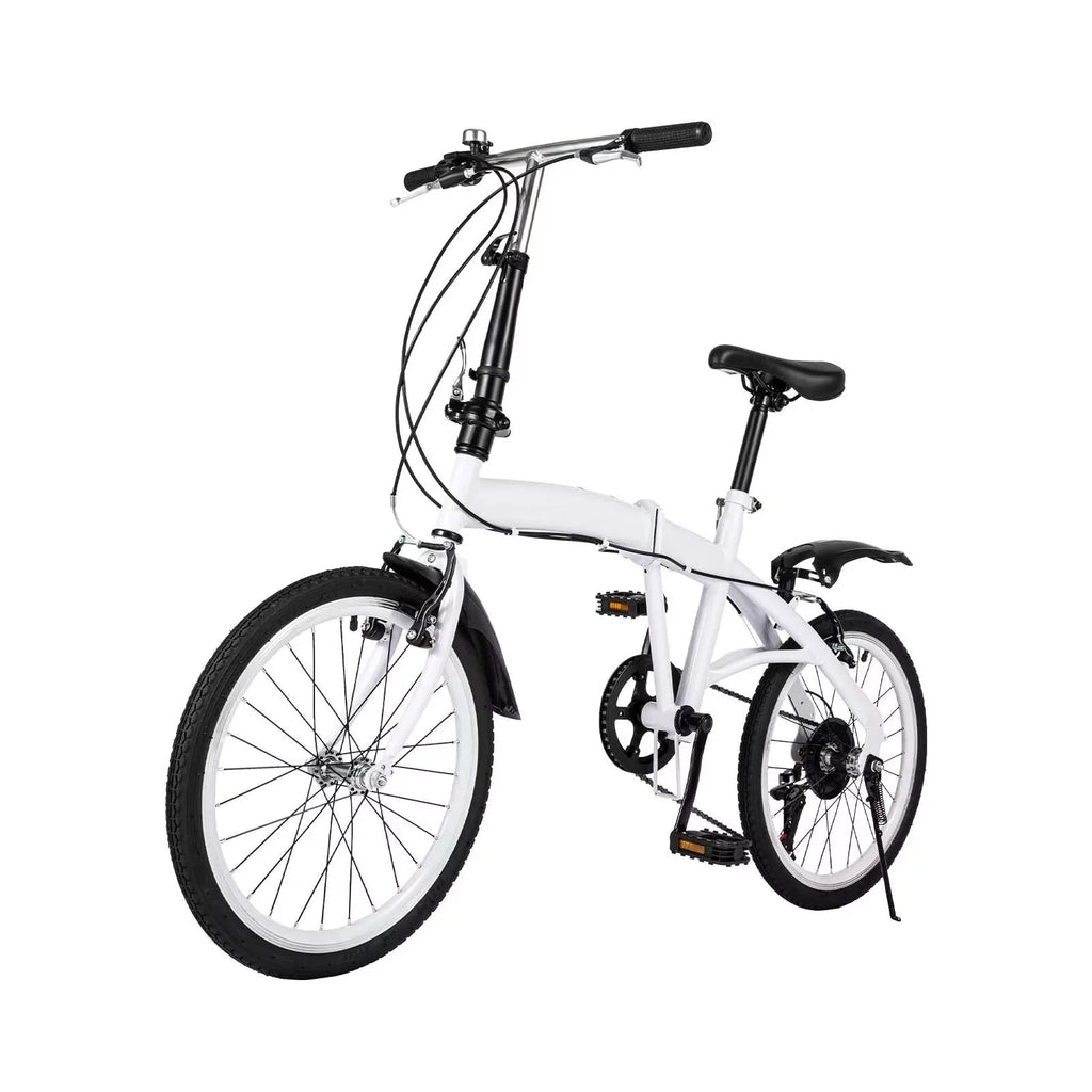 White 20" Folding Bike 6 Speed Bicycle M5398