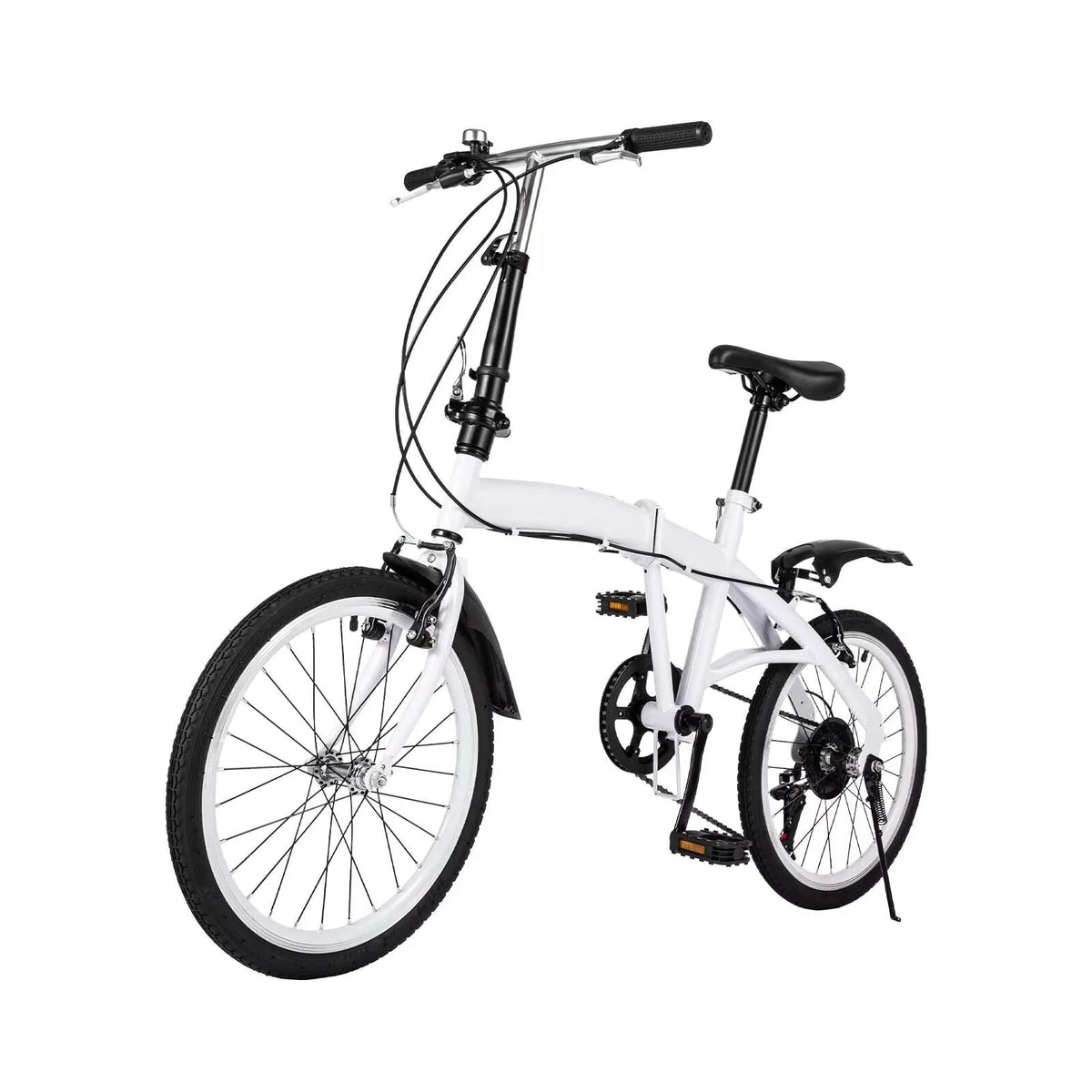 White 20" Folding Bike 6 Speed Bicycle M5398