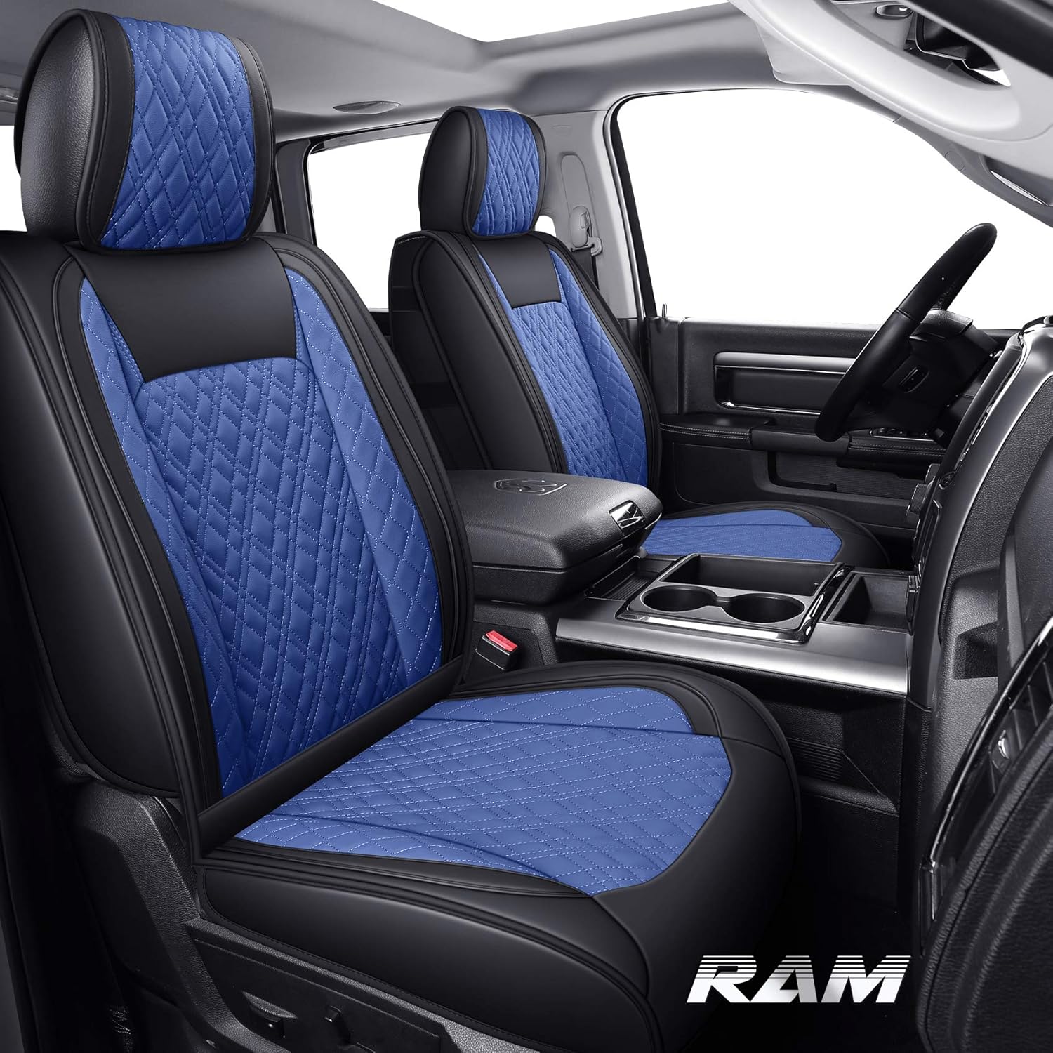 Black Waterproof Leather Rear Car Seat Covers Pickup Truck Crew Cab Pack of 2 W583683