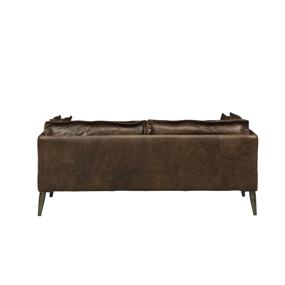 Distress Chocolate Leather Loveseat L64266