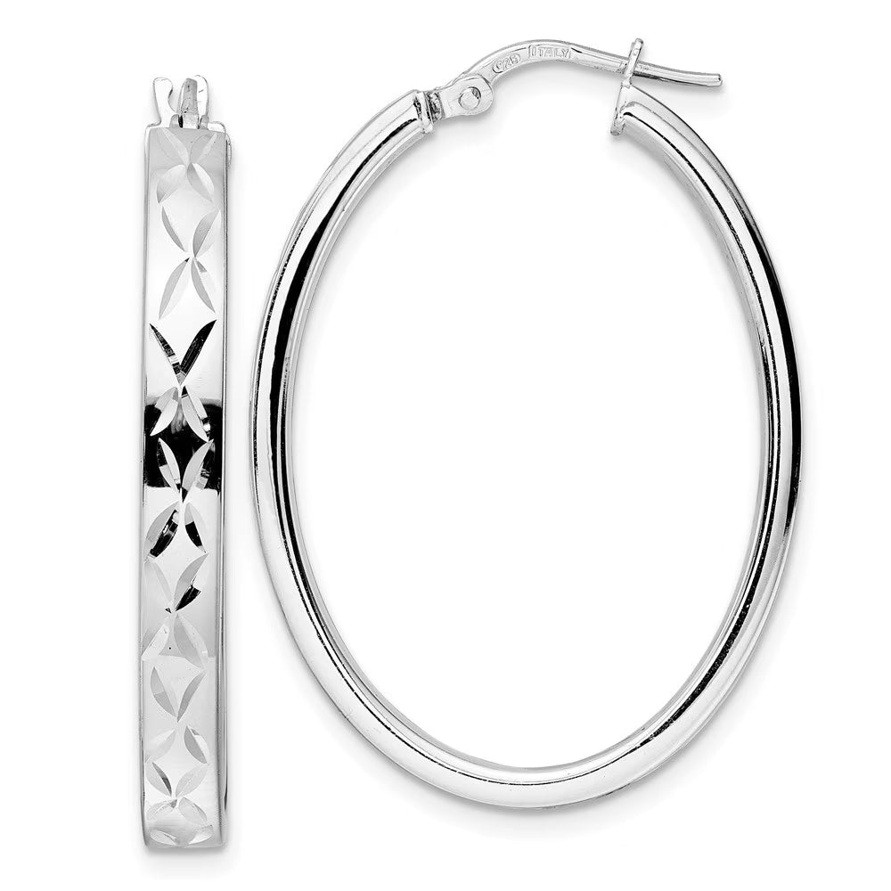 925 Sterling Silver Oval Hoop Earrings F633519