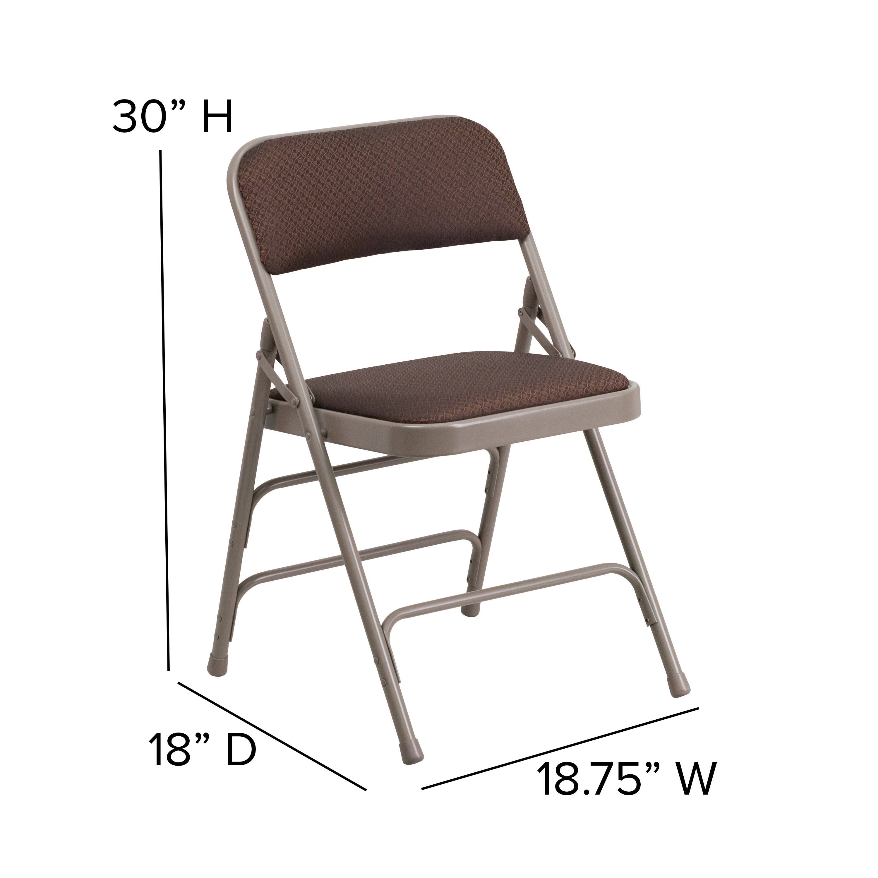 4 Pack Upholstered Metal Folding Chair Brown Patterned S9371