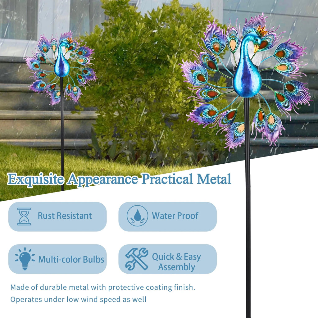 Peacock Kinetic Wind Spinner Outdoor Metal X215866