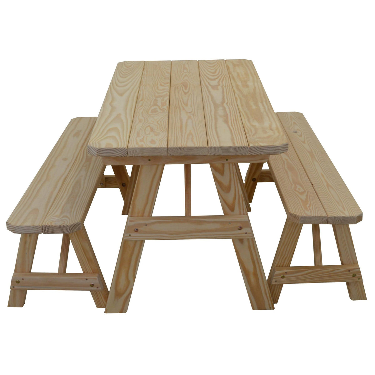 Walnut Stain Traditional Picnic Table with 2 Benches Q80309