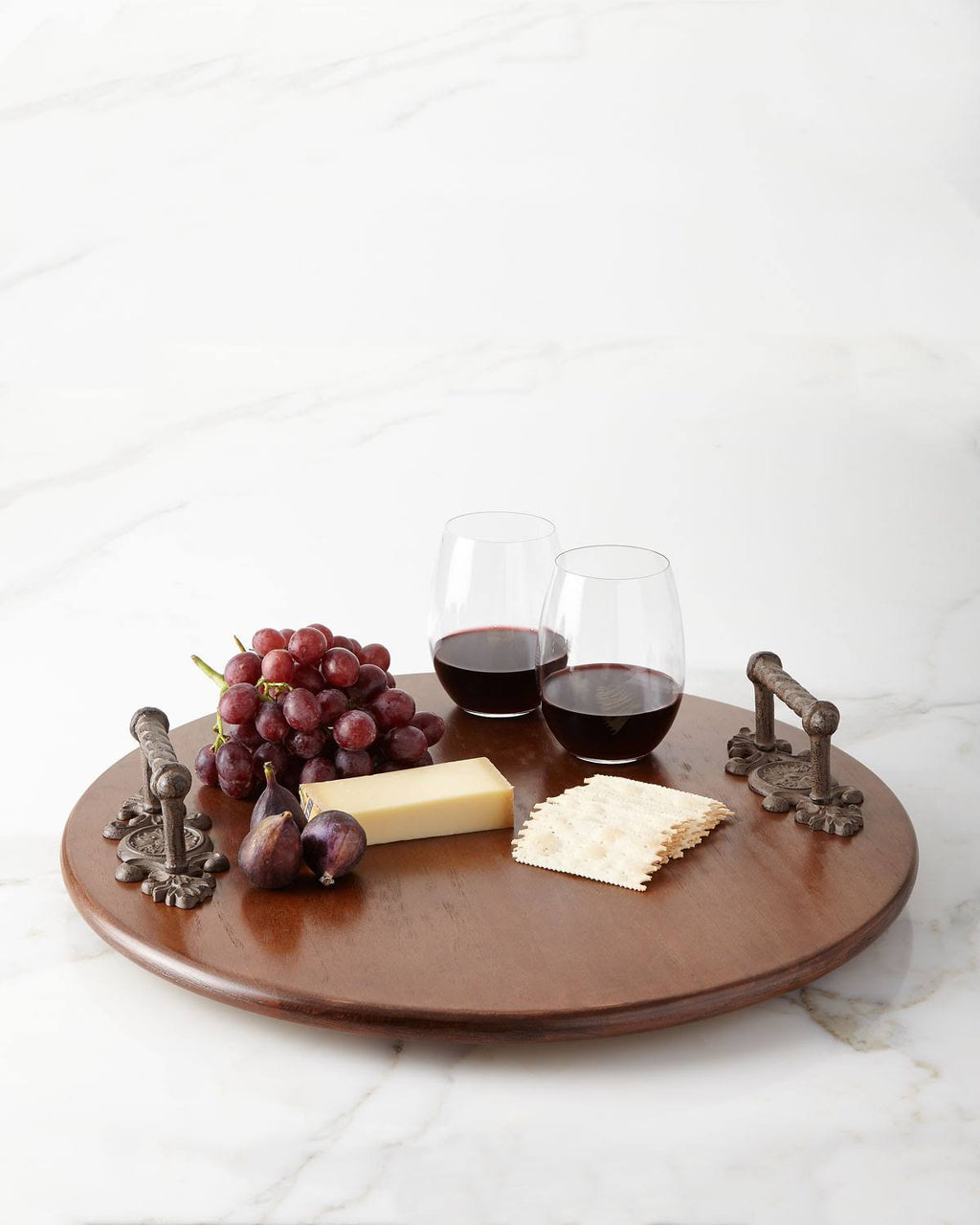 Wood Lazy Susan with Metal Handles C176776