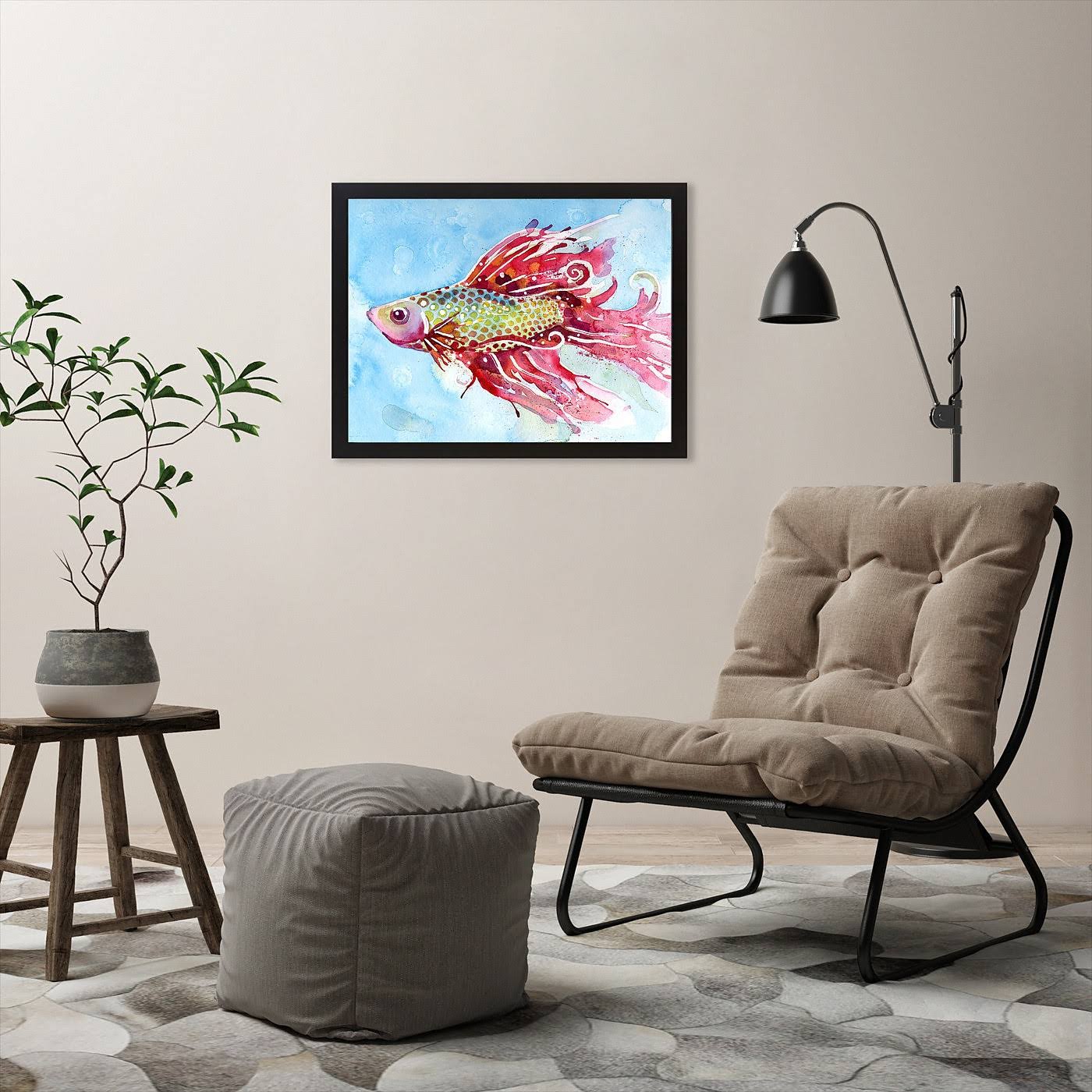 Black Frame Fish Swim Picture D2272