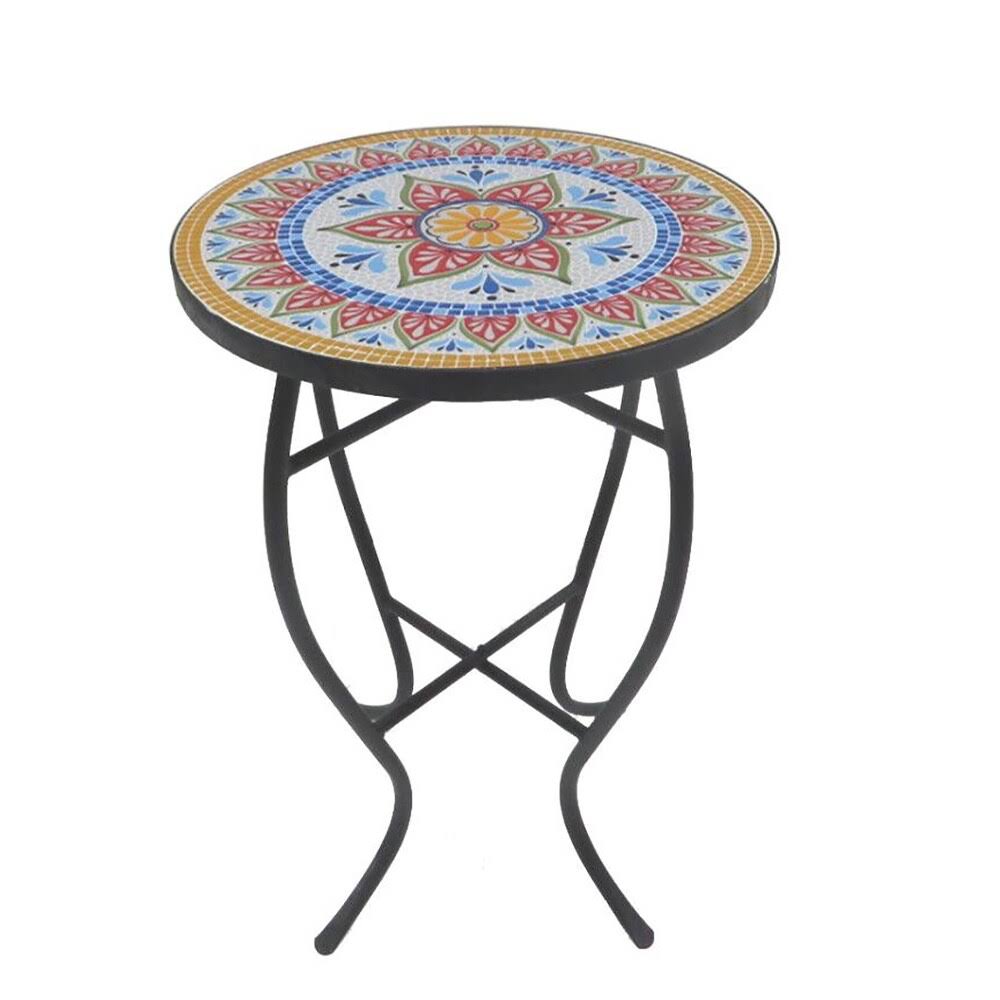 Mosaic Glass Top Folding Side Table L2745