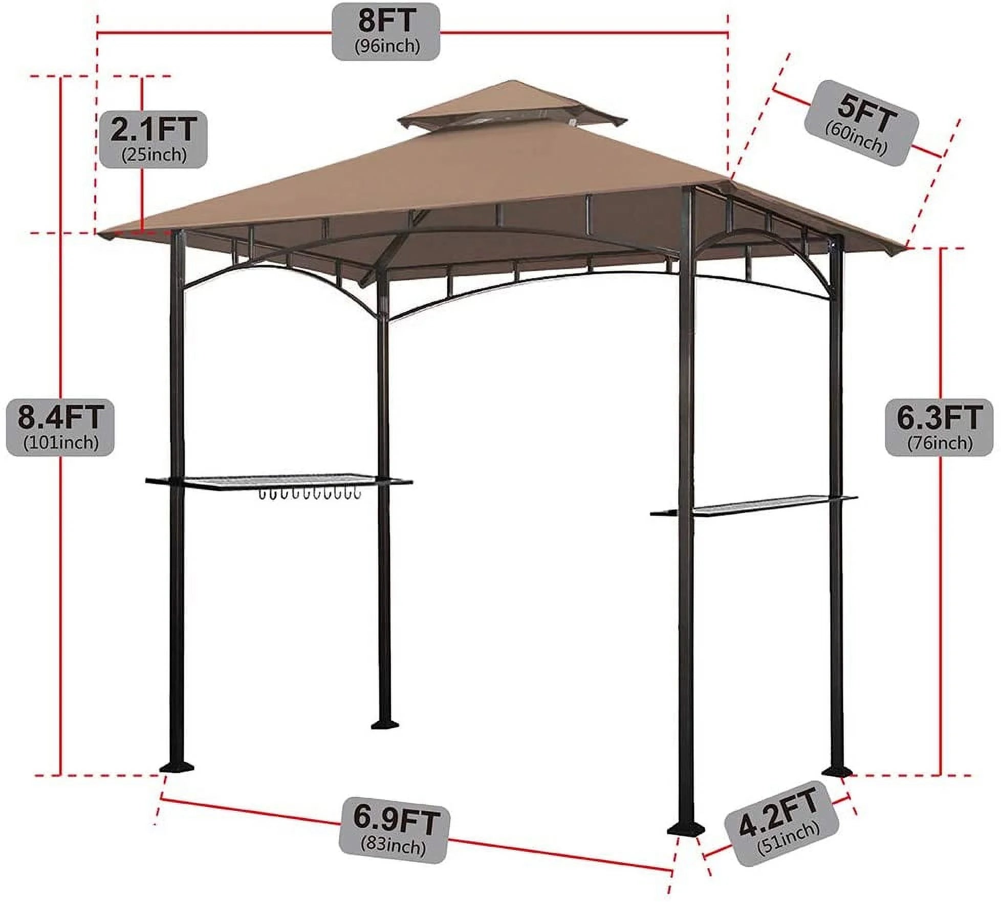 5x8 Grill Gazebo Double Tier BBQ Canopy G193