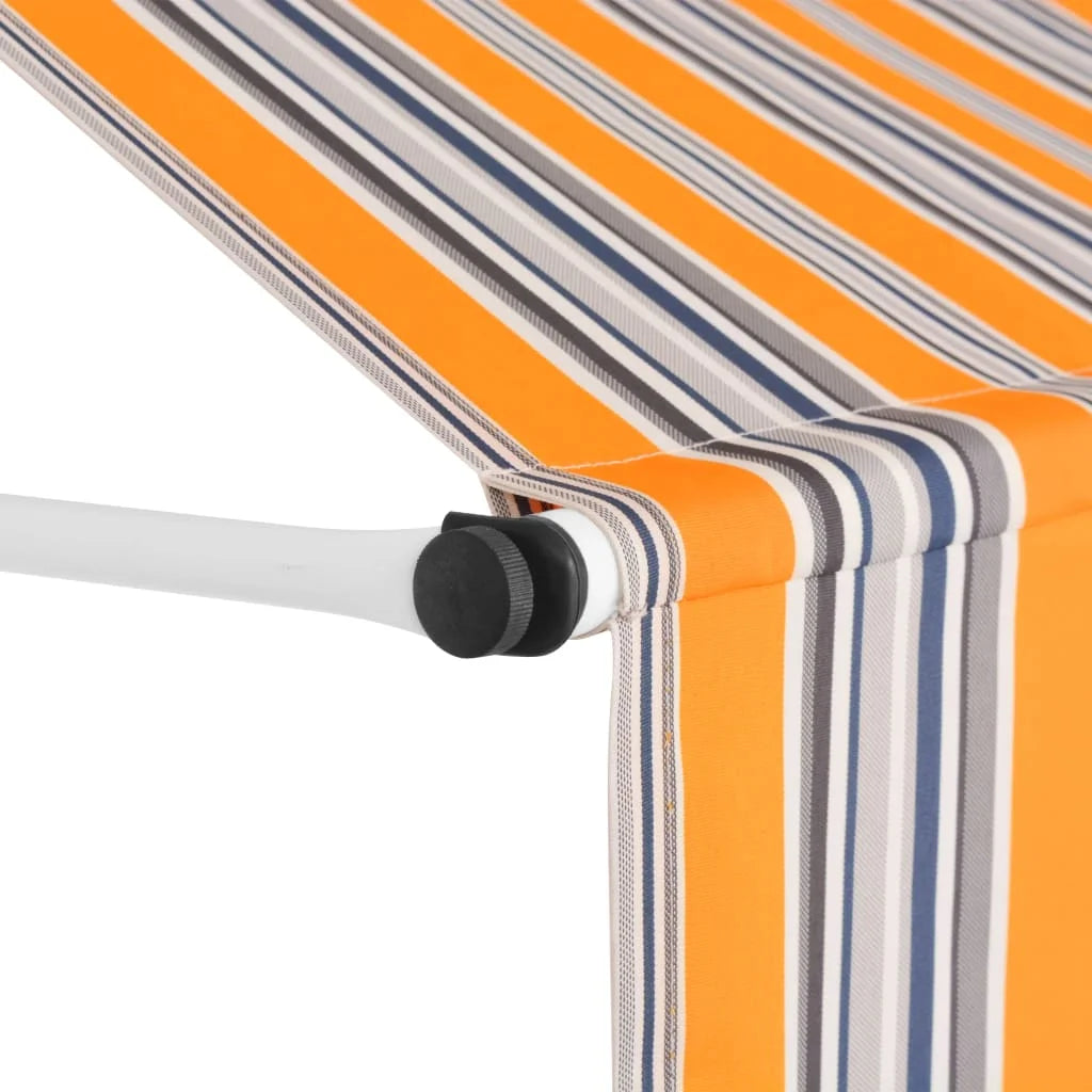 Manual Retractable Awning 157.5" Yellow and Blue Stripes Q21857