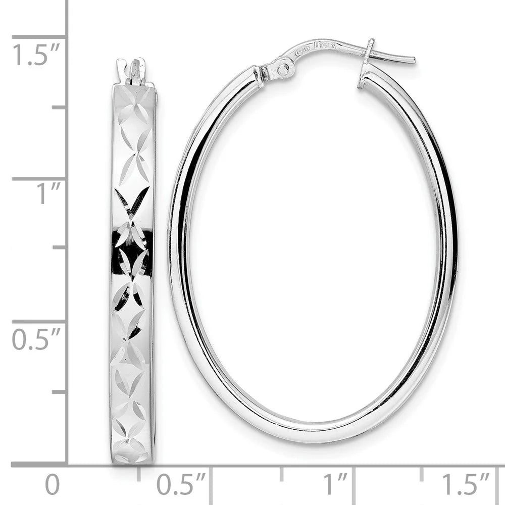 925 Sterling Silver Oval Hoop Earrings F633519