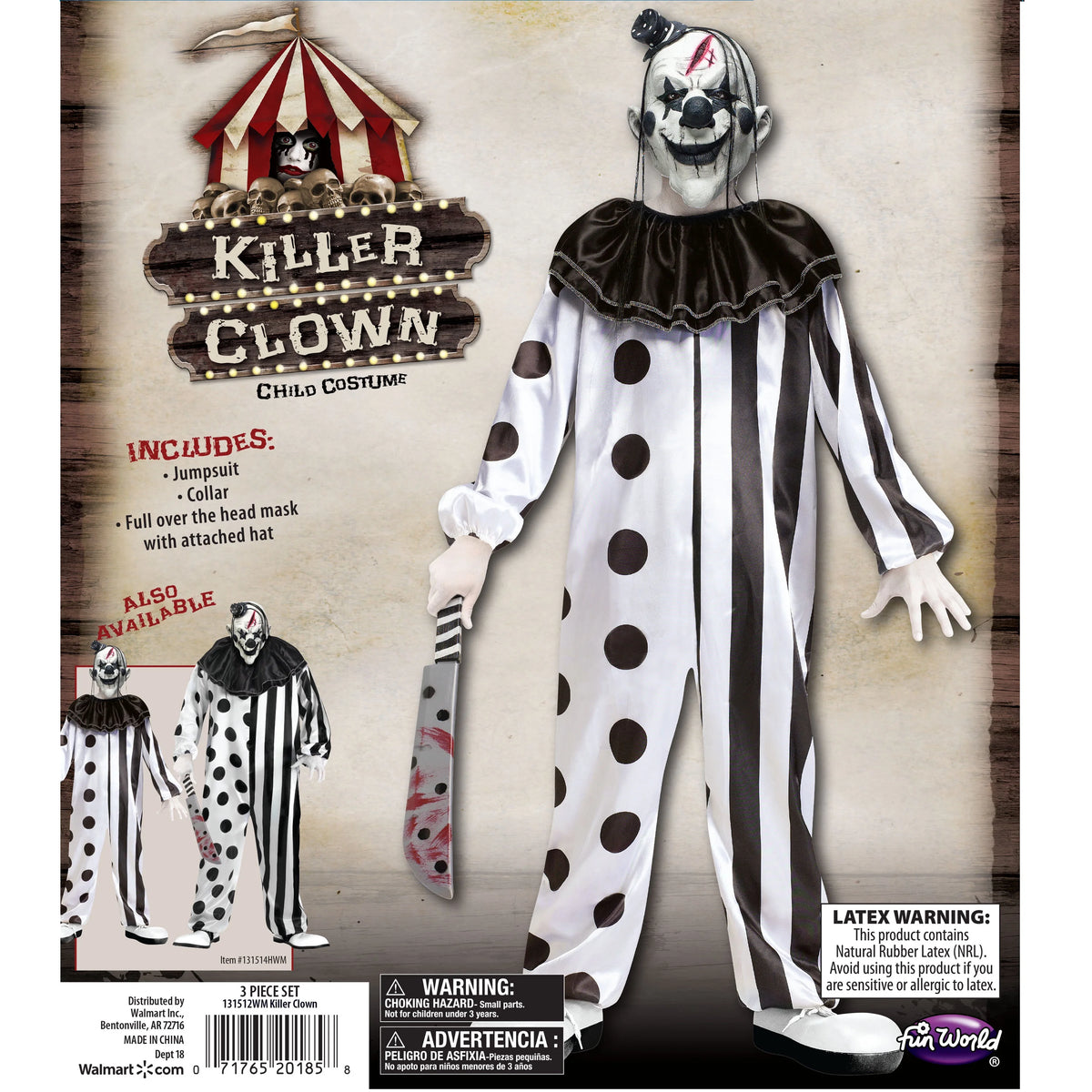 Killer Clown Black Halloween Costume K600682