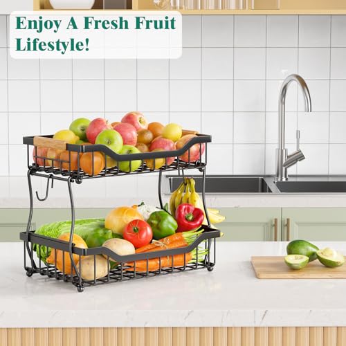 3 Tier Black Metal Wire Fruit Basket H4931