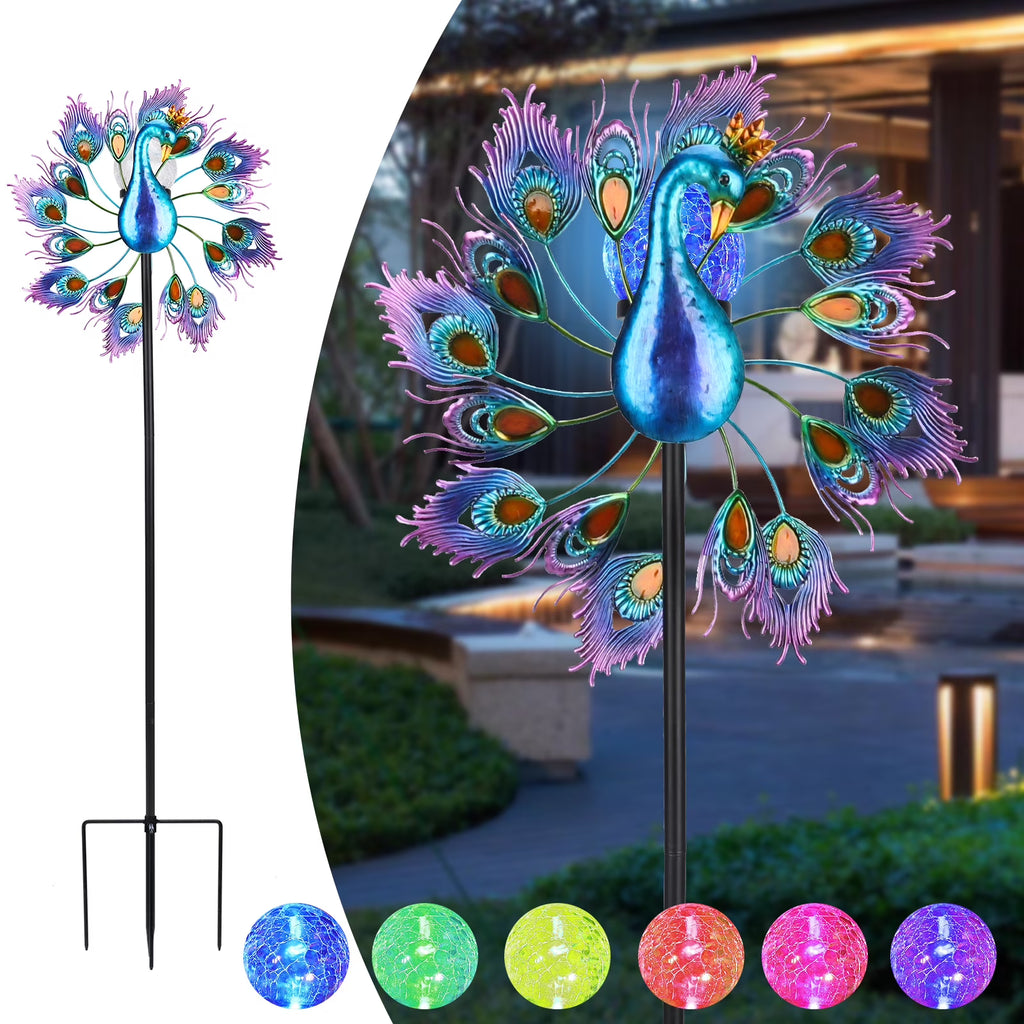 Peacock Kinetic Wind Spinner Outdoor Metal X215866