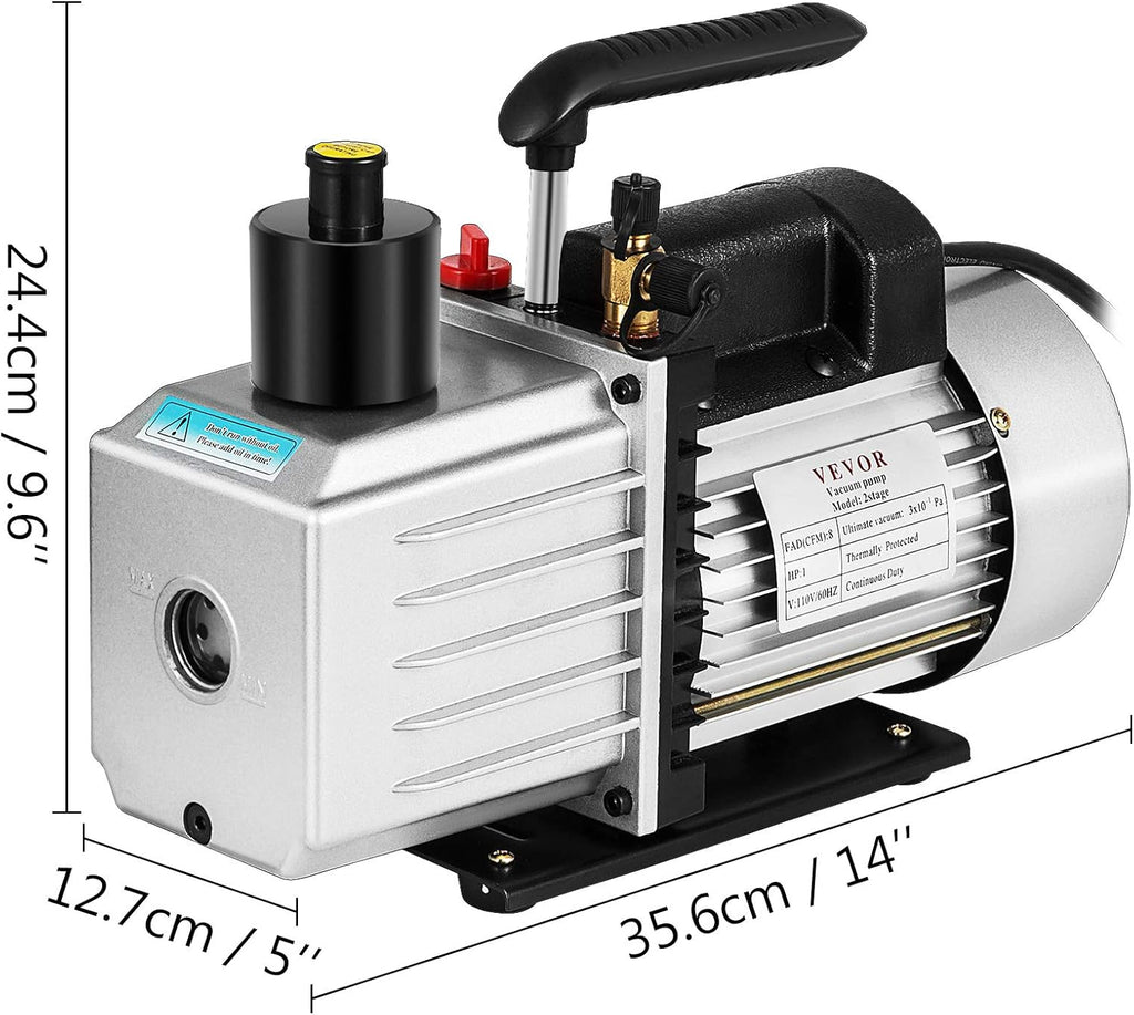 8CFM 1 HP Two Stage Air Conditioning Vacuum Pump 120V 0.3PA M6320