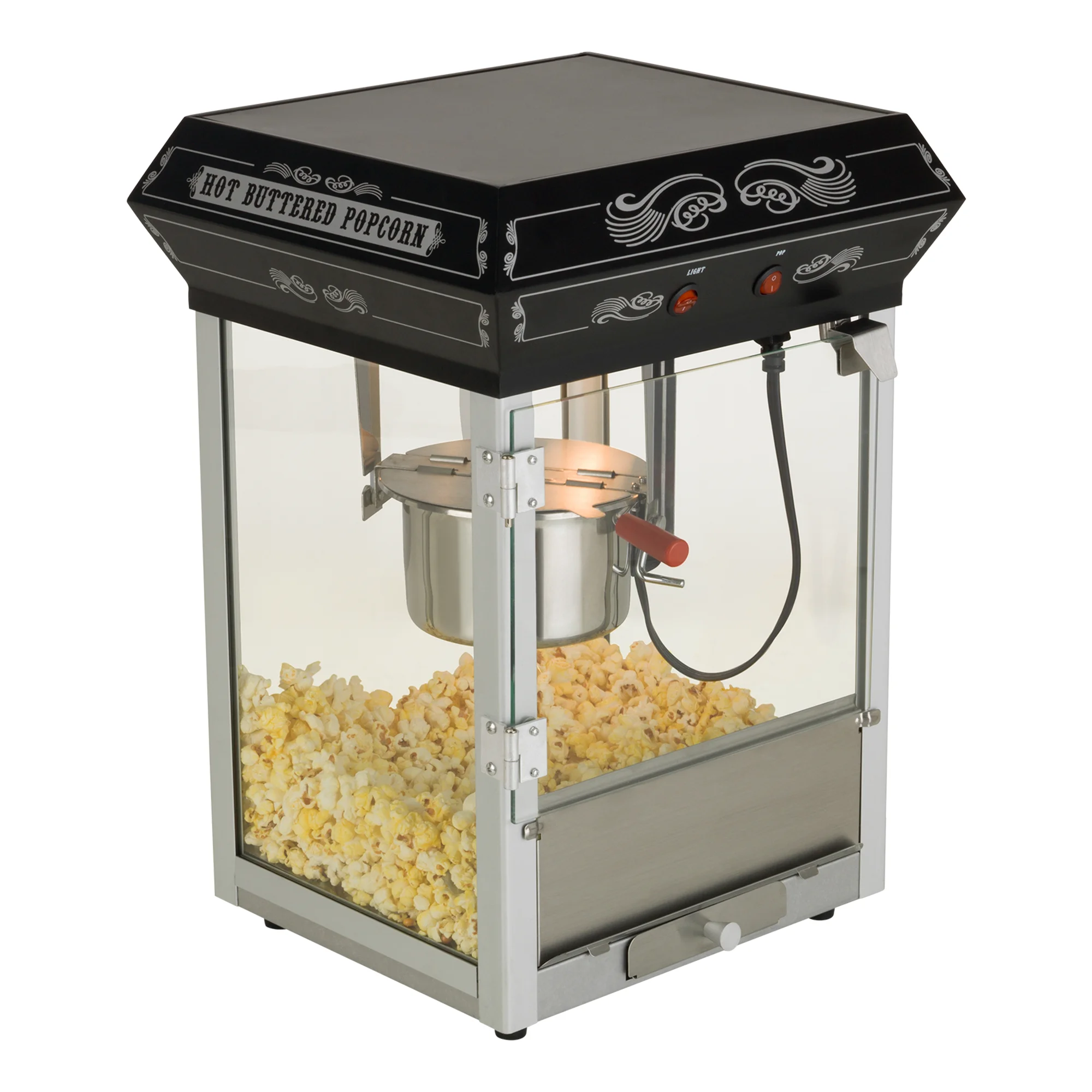 Black/Silver 4oz Popcorn Machine with Cart K534