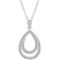 White Gold Silver CZ Teardrop Pendant Necklace N311