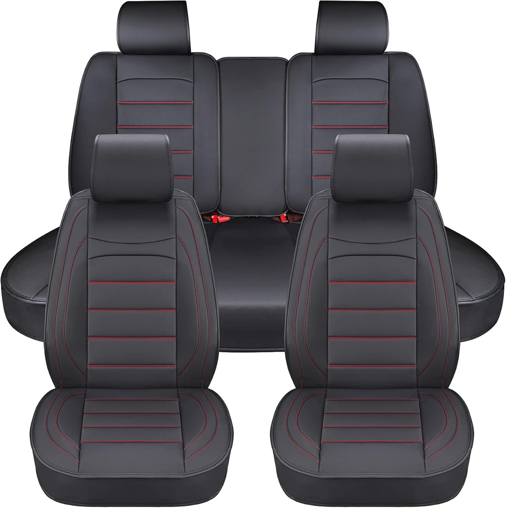 Black Waterproof Leatherette Full Set Car Seat Covers G8227