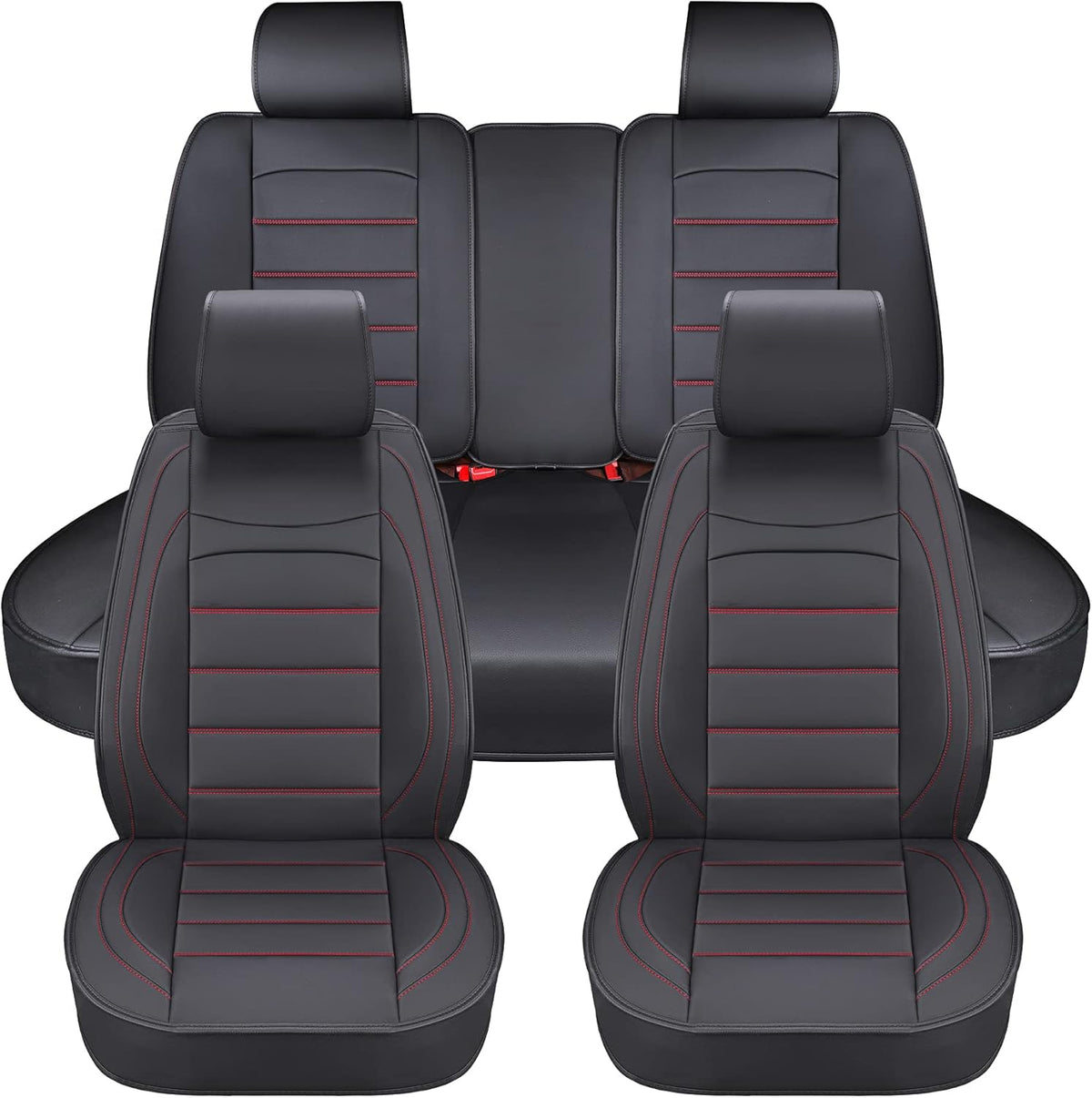 Black Waterproof Leatherette Full Set Car Seat Covers G8227