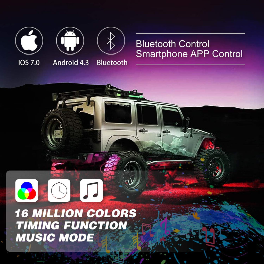 6 Pod Multicolor LED Rock Lights with Bluetooth Control D665