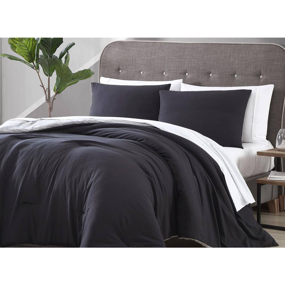 Twin Enzyme Washed 5-Pc. Bed Set Black/Grey G229189