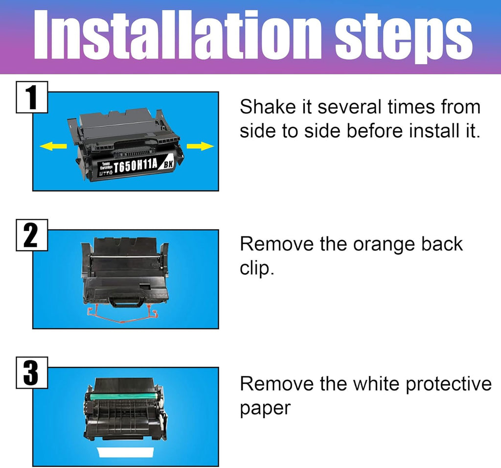 2 Pack Compatible Toner Cartridge Replacement for Lexmark T650 T652 T654 T656 TS654 TS656 Printer M169
