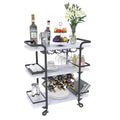 Black 3 Tier Bar Cart with Wheels J9656