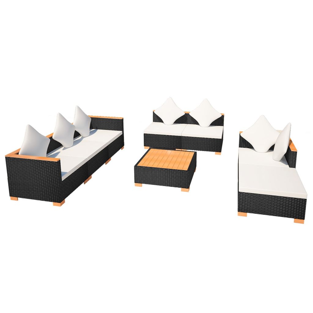 8 Piece Outdoor Poly Rattan Sectional Sofa Set with Ottoman and Coffee Table B249301