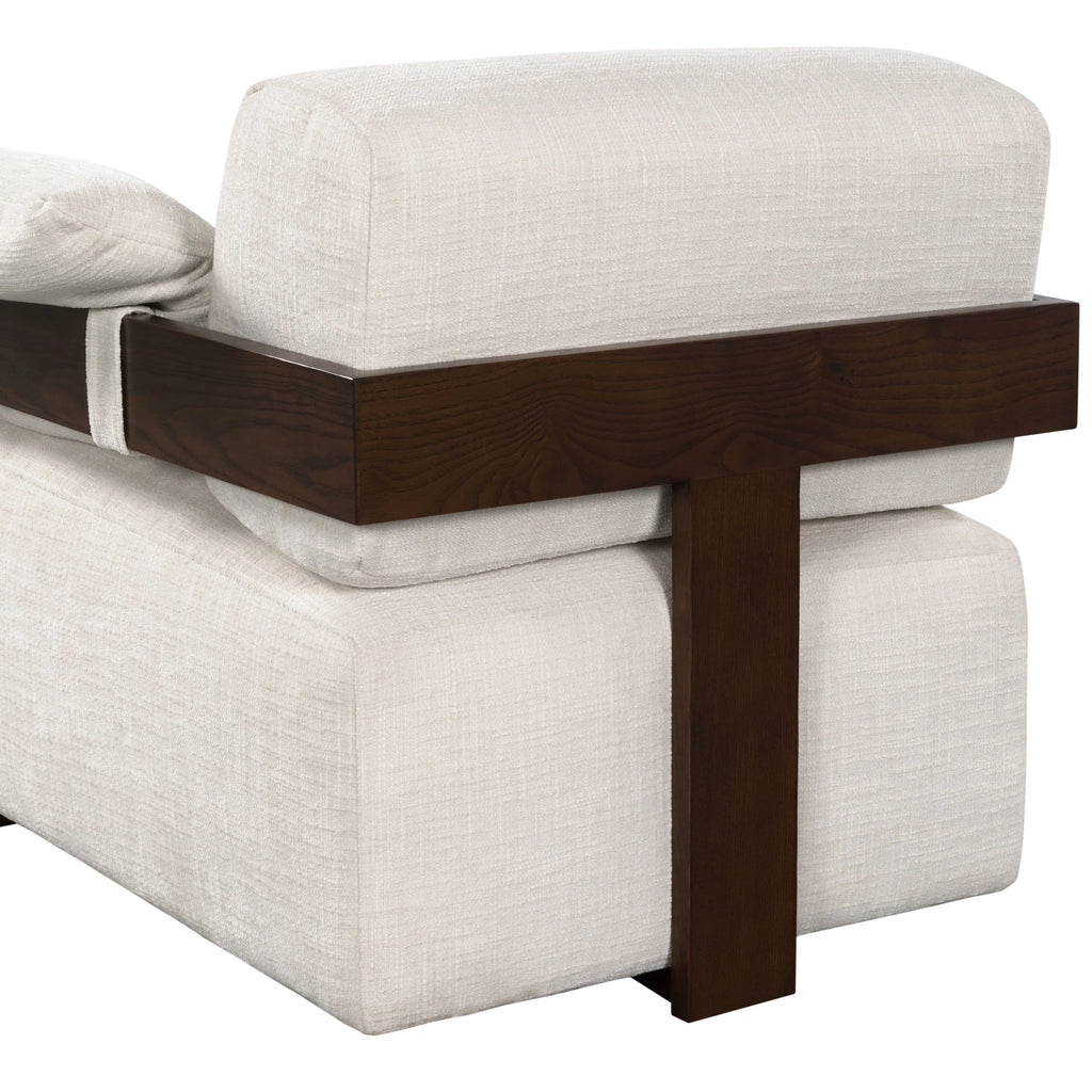 Ivory/Dark Brown Chenille Armchair D75434
