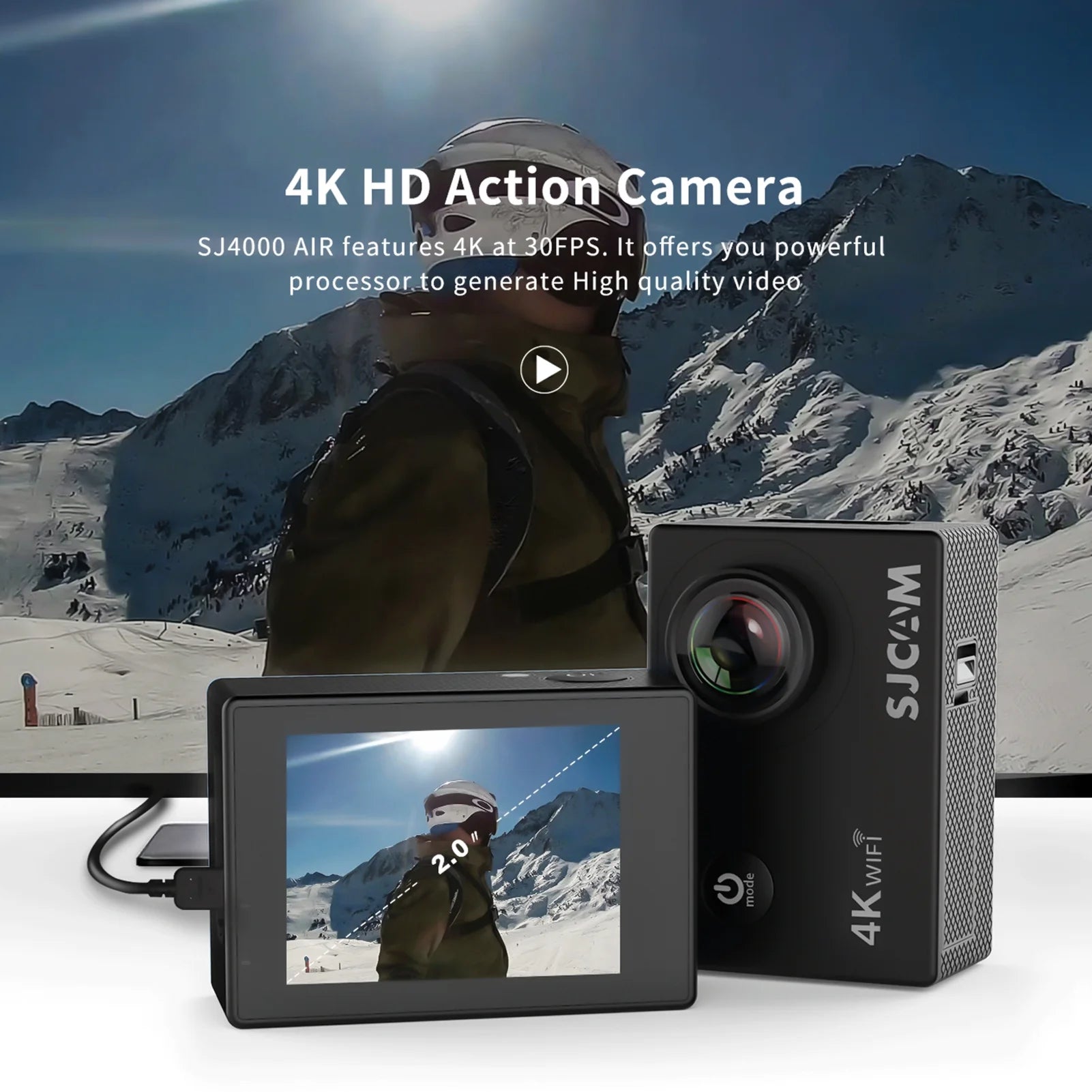 Waterproof Case with 2-inch IPS Screen for Sj4000air Camera X34211