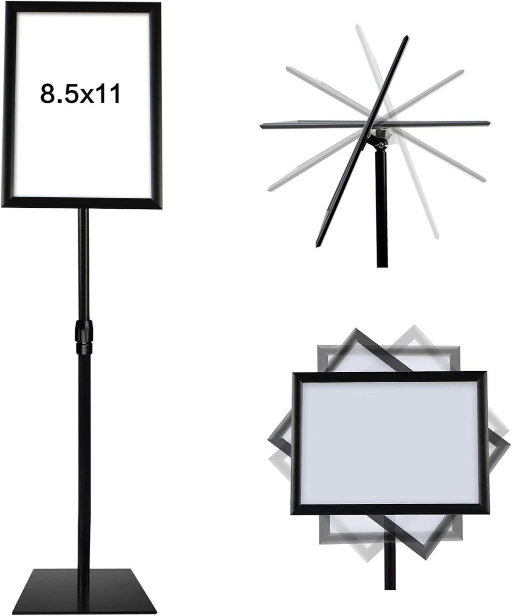 Adjustable Heavy Duty Pedestal Poster Stand with Square Steel Base U751