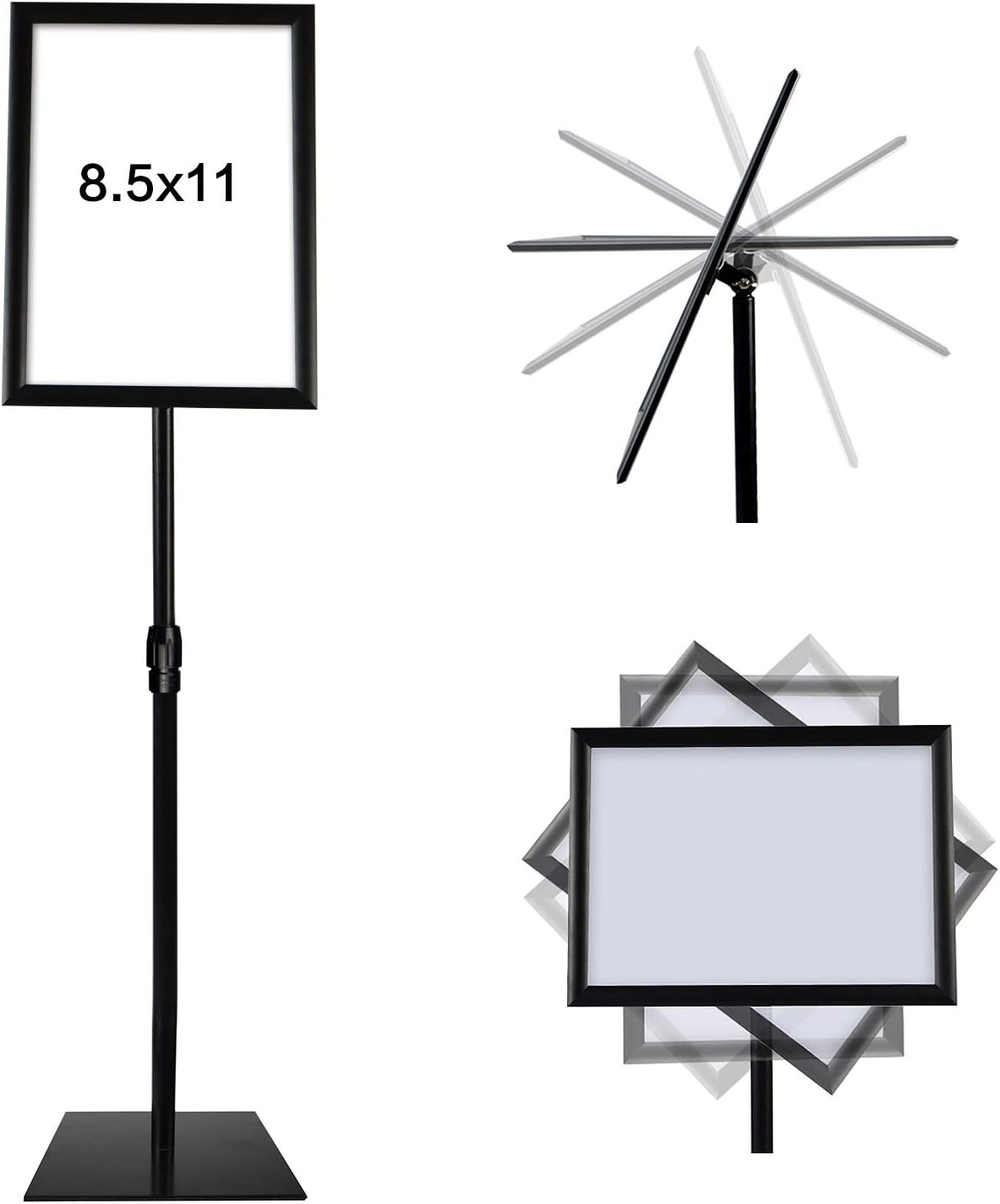 Adjustable Heavy Duty Pedestal Poster Stand with Square Steel Base U751