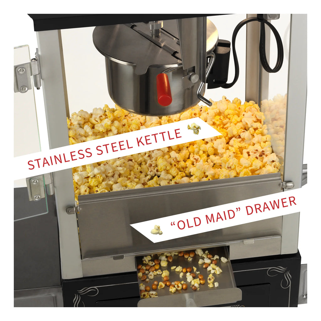 Black/Silver 4oz Popcorn Machine with Cart K534