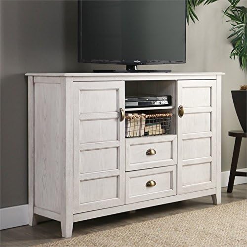 White Wash Wood TV Stand Credenza Buffet Cabinet V8699