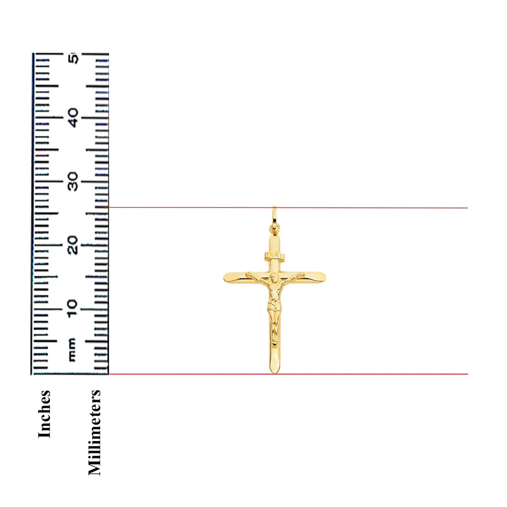 14K Yellow Gold Crucifix Pendant Necklace, 26 x 18 MM, 0.8 grams U147243