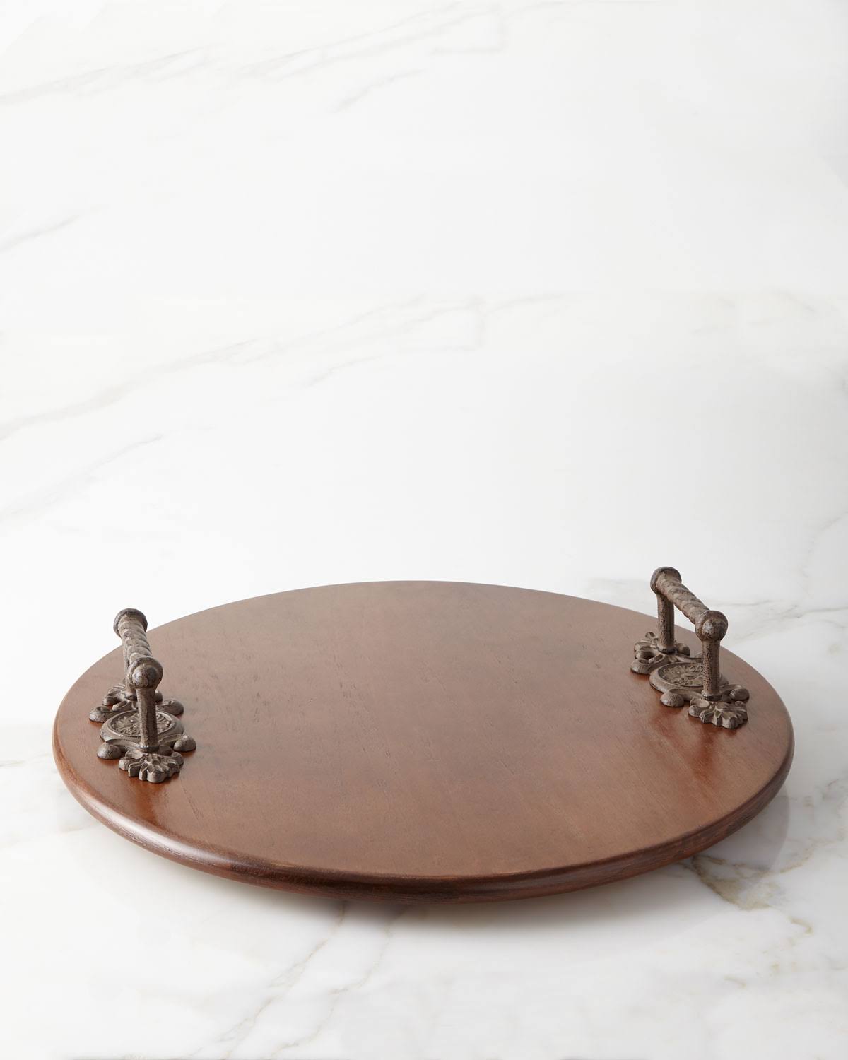Wood Lazy Susan with Metal Handles C176776