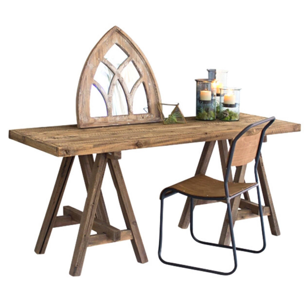Recycled Wooden Deep Console with Saw Horse Base N973827
