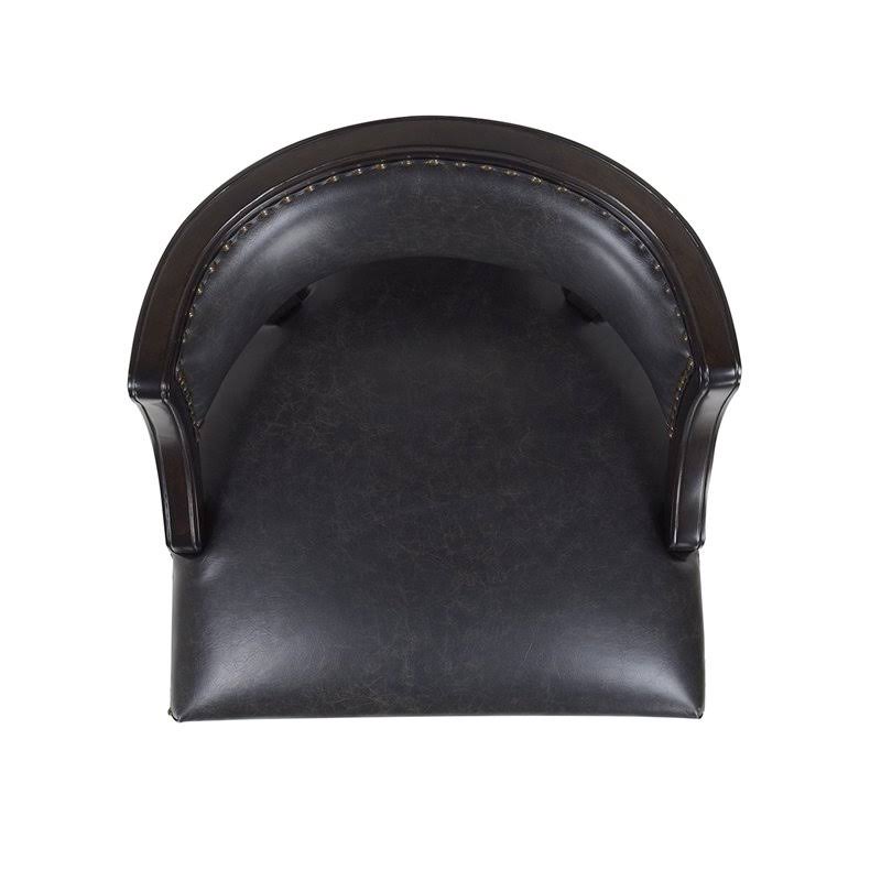 Farmhouse Counter Height Bar Stool Vintage Black Brown Faux Leather L820