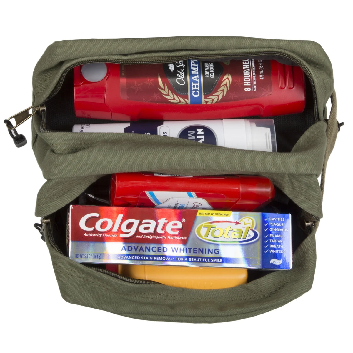 Olive Canvas Travel Toiletry Dopp Kit Bag R8529