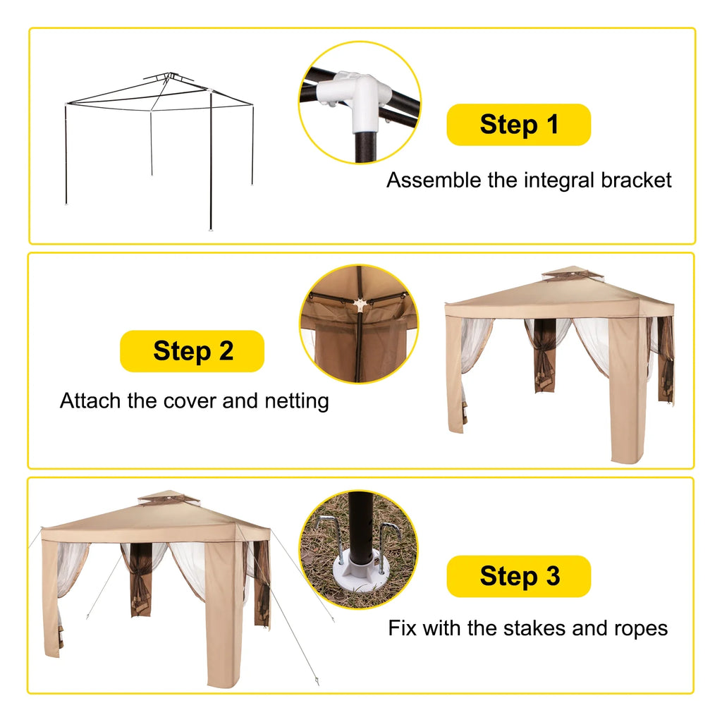 Gold and Brown Pop-up Gazebo O522196